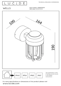 Applique murale WELLS en aluminium avec LED intégré - Rouille - Lucide