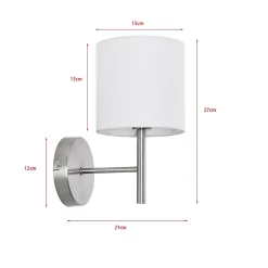 Applique murale Winsford E14 métal polyester 27 x 15 x 21 cm argent blanc lux.pro