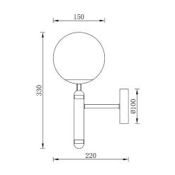 Applique murale 1xG9 10W IP20 en verre opalin - Finition doré