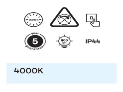 Applique murale Yucata LED intégrée 800lm 8W IP44 Ø4,1cm blanc neutre GoodHome argent