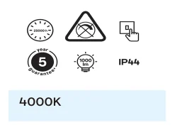 Applique murale Yucata LED intégrée 1000lm 10W IP44 Ø4,1cm blanc neutre GoodHome argent