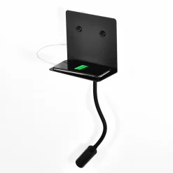 Applique noire à LED avec chargeur USB et lampe de lecture - Viola