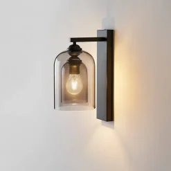 Applique noire avec cloche en verre fumé - Artemis