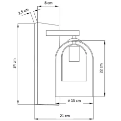 Applique noire avec cloche en verre fumé - Artemis
