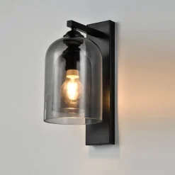 Applique noire avec cloche en verre fumé - Artemis