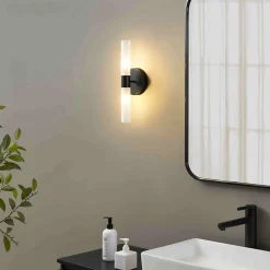 Applique noire avec double tube en verre blanc - Loreto