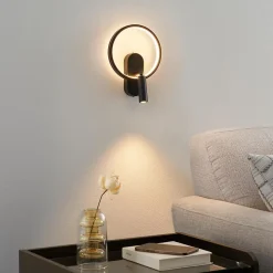 Applique noire double lumière avec liseuse centrée - Lona