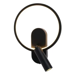 Applique noire double lumière avec liseuse centrée - Lona