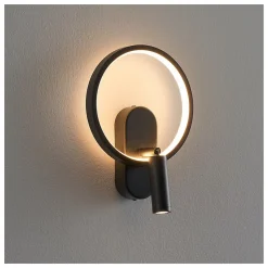 Applique noire double lumière avec liseuse centrée - Lona