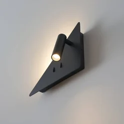 Applique noire triangle LED avec liseuse et angle droit à droite - Elaris Type A