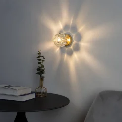 Applique ou petit plafonnier métal doré et verre transparent - Vilamo