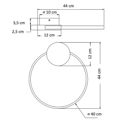 Applique ou plafonnier noir et laiton 40 cm - Alisa