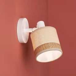 Applique patère orientable 1 abat-jour Lin papier beige