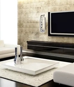 Applique plafonnier LED metal verre chrome longueur 35 cm LED fixes pour pieces a vivre couloir entree