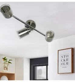Applique Plafonnier Reglette 3 Spots orientables verre grille metal G9 33W halogene LED
