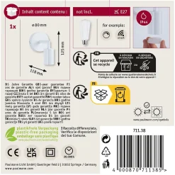Applique Ravi IP44 E27 max. 60W Blanc dépoli gradable