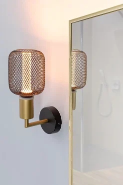 Applique Ravi IP44 E27 max. 60W Noir mat Doré gradable