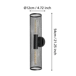 Applique Redcliff 2 lumières E27 40W IP20 acier noir Eglo L.54 x x H.14,5 x ⌀12 cm