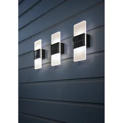 Applique solaire murale effet givrée- Longueur 6,1cm- Hauteur 14cm- 12 LED SMD lumiere blanc chaud ou froid- 7 Lumens