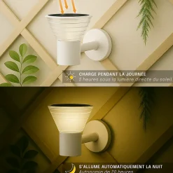 Applique Solaire Ronde Blanche - Pour Jardin, Terrasse, Entrée - Groupe DDC