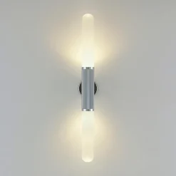 Applique tendance argent double éclairage métal et verre - Hita