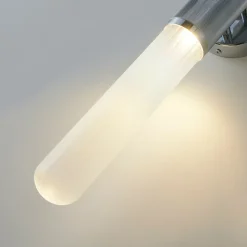 Applique tendance argent double éclairage métal et verre - Hita