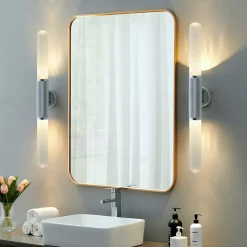 Applique tendance argent double éclairage métal et verre - Hita