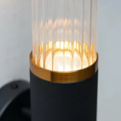 Applique tendance noire double éclairage LED en métal et verre - Hita