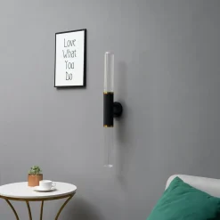 Applique tendance noire double éclairage LED en métal et verre - Hita