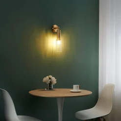 Applique vintage dorée tube en verre - Poggio