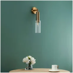 Applique vintage dorée tube en verre - Poggio