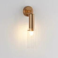 Applique vintage dorée tube en verre - Poggio