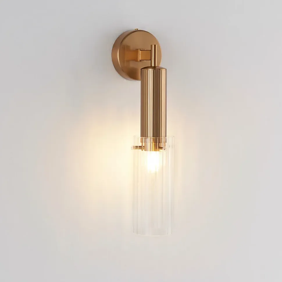 Applique vintage dorée tube en verre - Poggio