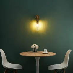 Applique vintage dorée tube en verre - Poggio