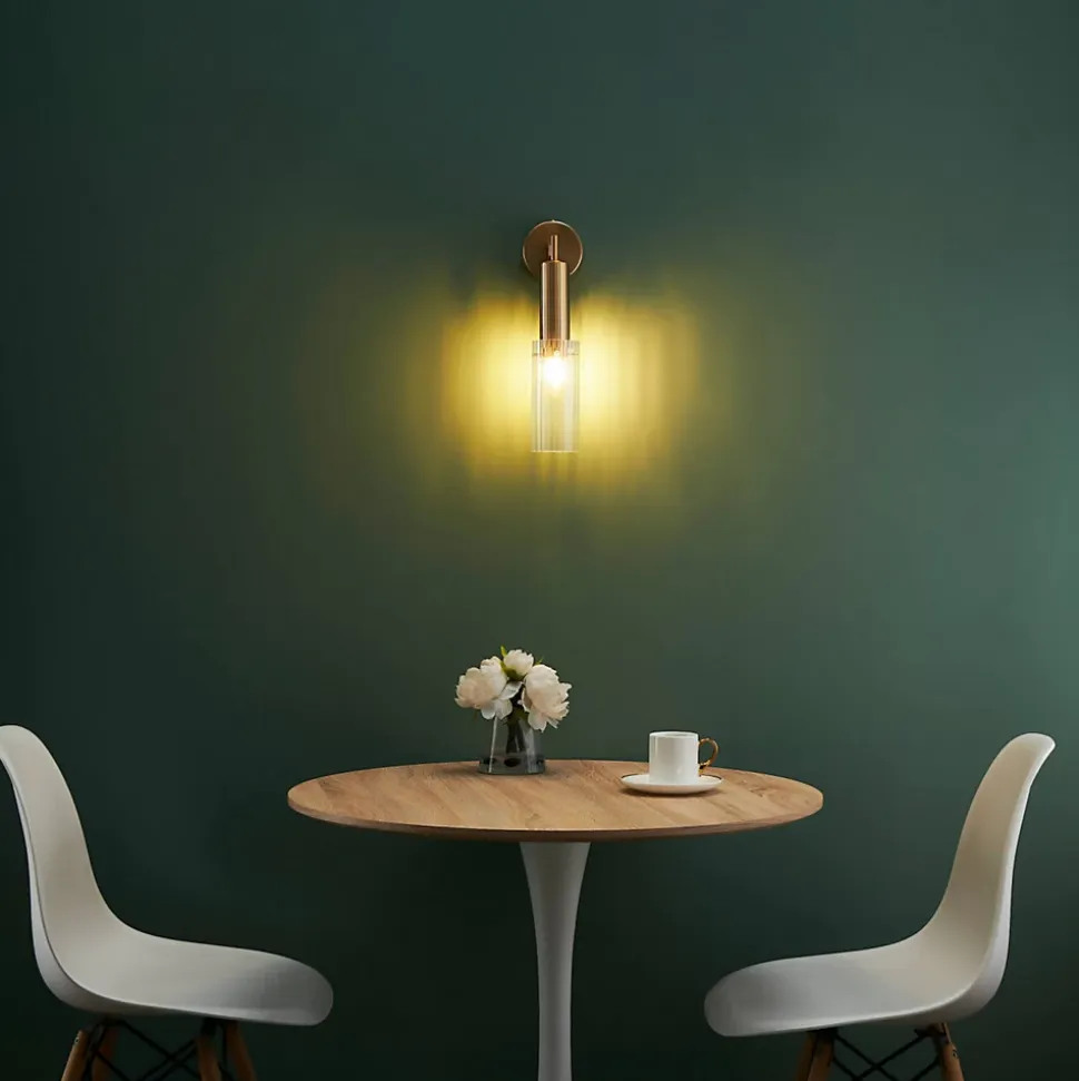 Applique vintage dorée tube en verre - Poggio