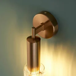 Applique vintage dorée tube en verre - Poggio