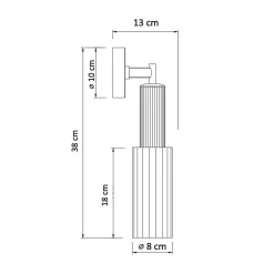 Applique vintage dorée tube en verre - Poggio