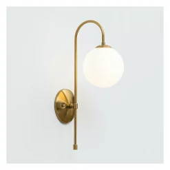 Applique vintage métal doré et verre blanc - Oriol