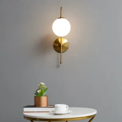 Applique vintage métal doré et verre blanc - Oriol