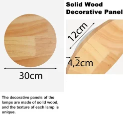 Appliques Muraux LED 26W 30cm en Bois Rond Lumière Indirecte Chaude pour Chambre et Cuisine