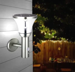 Arlux Lighting Applique Solaire BASTIDE 6W 600lm Detecteur de Mouvement - Inox