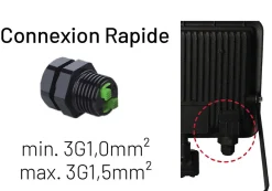 Arlux Lighting Projecteur mural KREON 2 - IP44, 30W, 4000K, 3000lm, Noir - Détecteur IR