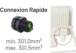 Arlux Lighting Projecteur mural KREON 2 - IP44, 50W, 4000K, 5000lm, Blanc - Détecteur IR