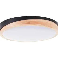 BAARLO Plafonnier noir mat/bois LED intégrée 24W métal/bois/plastique ampoule incluse
