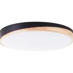 BAARLO Plafonnier noir mat/bois LED intégrée 36W métal/bois/plastique ampoule incluse