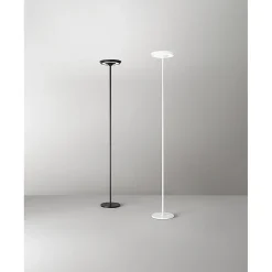 Balance - Lampadaire LED 25W en métal, 3000K, H. 180 cm, 2376 lm, interrupteur marche/arrêt et variateur au pied, noir - Perenz