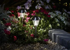 Balise extérieure solaire Kitmat Led intégrée 15 lm 0,02 W IP44 GoodHome chrome vendue par 4 pièces