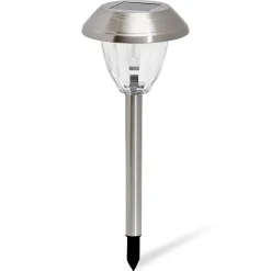 Balise extérieure solaire Kitmat Led intégrée 15 lm 0,02 W IP44 GoodHome chrome vendue par 4 pièces