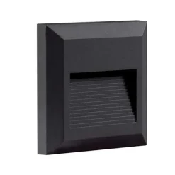 Balise LED saillie Carré 2W 220V 55 degrés Noire IP65 pour Escalier - Blanc Chaud 2300K - 3500K - SILAMP