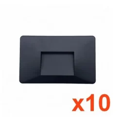 Balise LED saillie 3W 220V 120 degrés Noire IP44 pour Escalier (Pack de 10) - Blanc Froid 6000K - 8000K - SILAMP